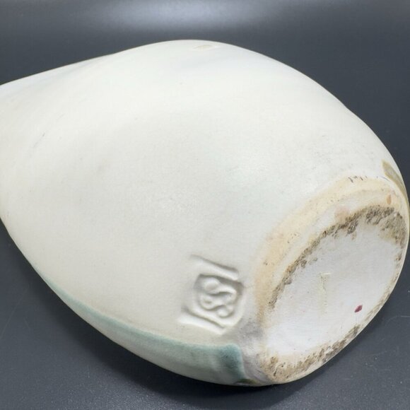 Vintage Hand Made Pottery Vase Vessel Flat Side Stoneware Art Marked Vase Vessel - Picture 5 of 13